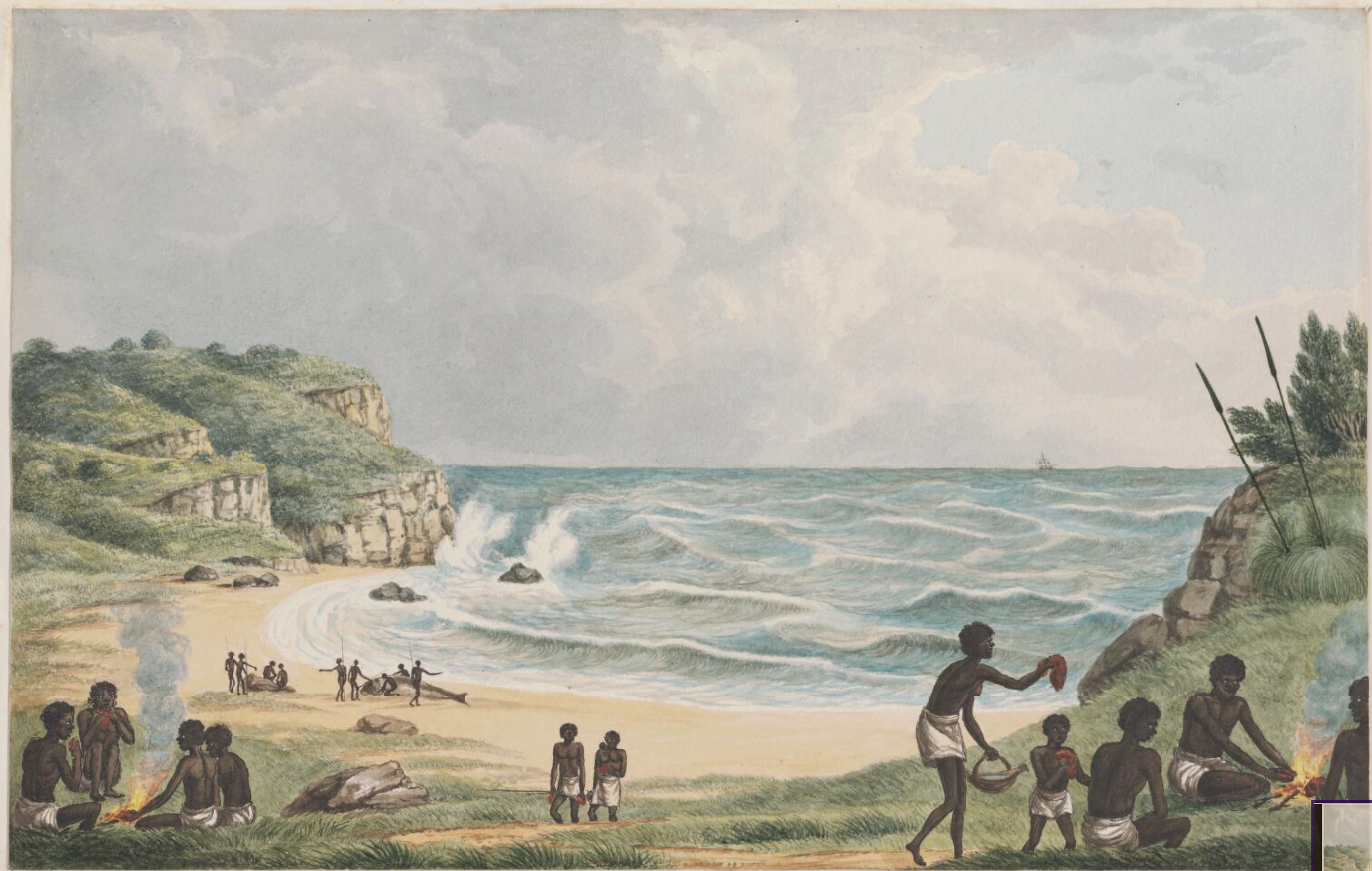 An aboriginal Australian tribe lives at the beach